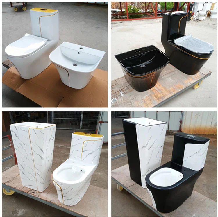 Ceramic Supplier WC Sanitary Ware Inodoro  Orange Colored Toilets Modern Toilet Seat Set with Sinks
