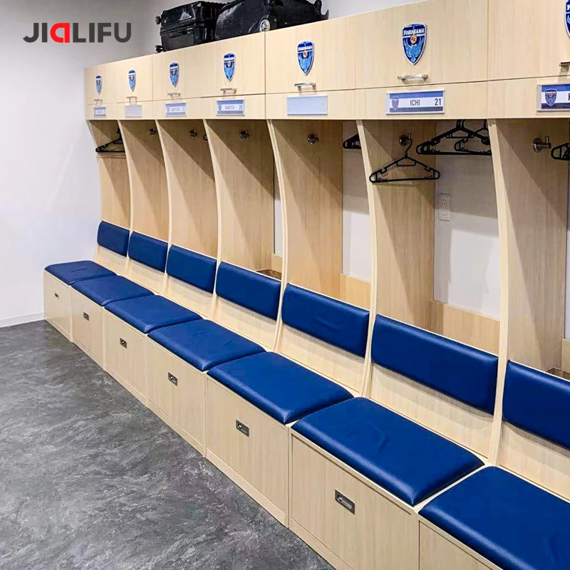 Customizable Athlete Locker Room Lockers with Bench for Stadium