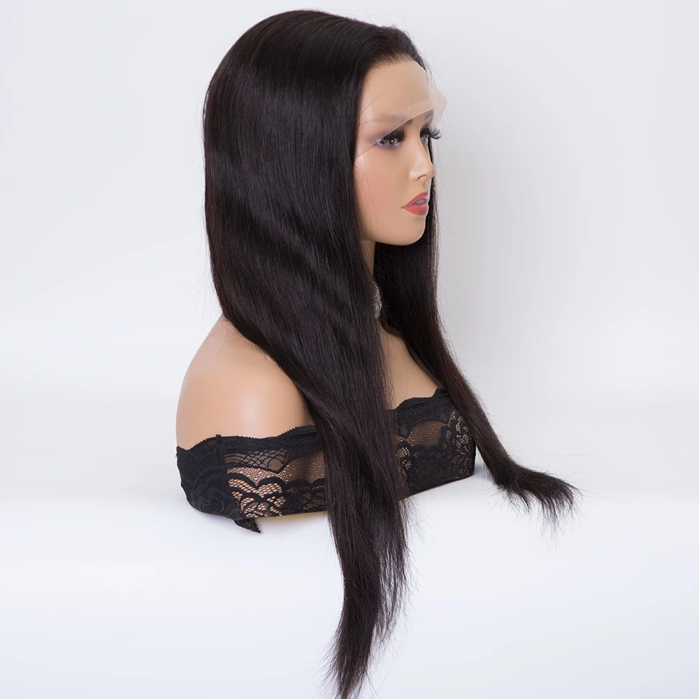 18 inch natural black color HD full lace wigs human remy hair wigs for women