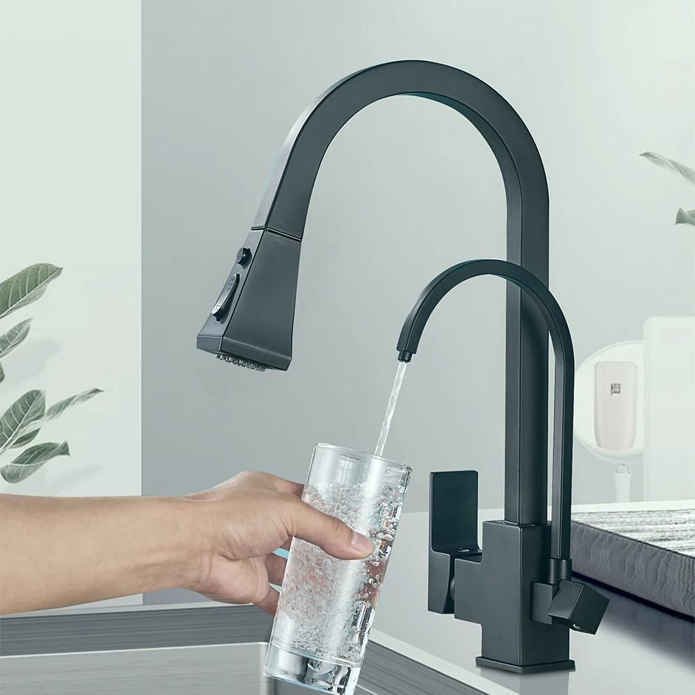 Matte Black Kichen Faucet Filtered Crane Pull Out Spray 360 Rotation Water  Filter Tap Three Ways Sink Mixer Kitchen Faucet - Buy Matte Black Kitchen  Faucet,Kitchen Faucet,Faucet Kitchen Mixer Water Product on