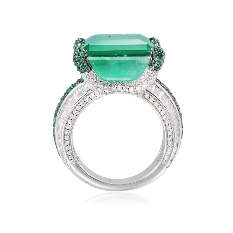 Новый дизайн для женщин CZ камень кольцо на заказ 925 Серебряные кольца циркон кольцо с изумрудом