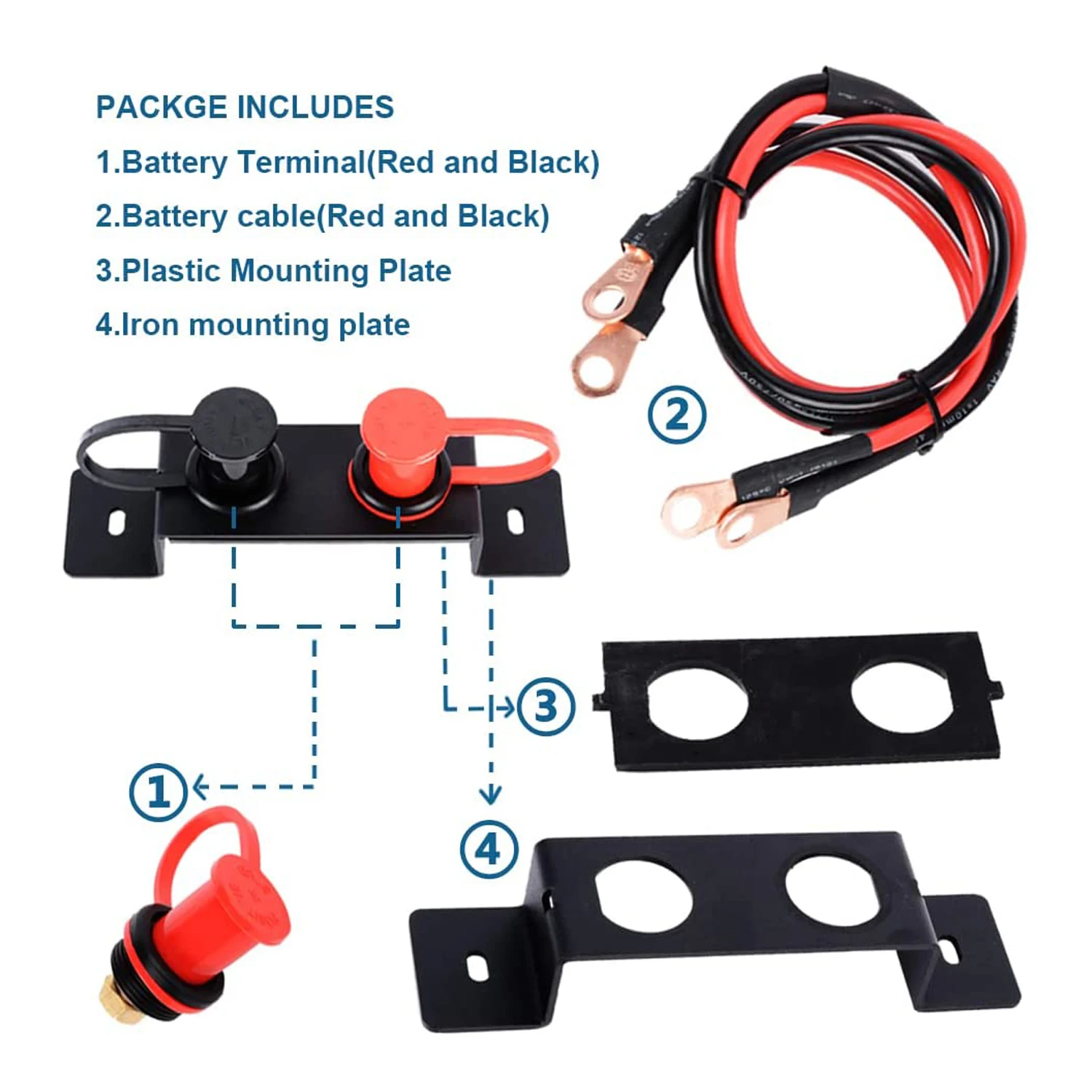 Remote Battery Charging Tool Jumper Terminals Battery Terminals Relocation Kit For Utv Atv Car