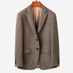 50% Wool Men's Suit Jacket Herringbone Single Breasted High Quality Casual Suit Jacket for Men