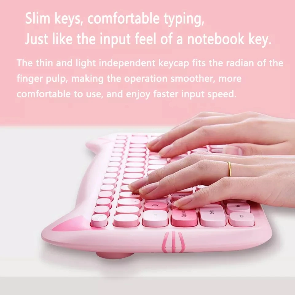 2.4G Wireless Keyboard Mouse Set Portable Cute Mini Keyboard 2400 DPI Optical Mouse Mute Keyboard for Android PC Desktop Laptop