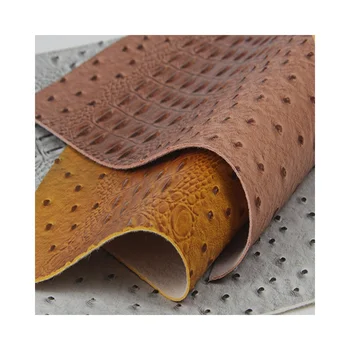 P006 Wholesale Custom PVC Leather Fabric Crocodile Embossing Vinyl Faux Ostrich Rolls Material for Sofa Bags