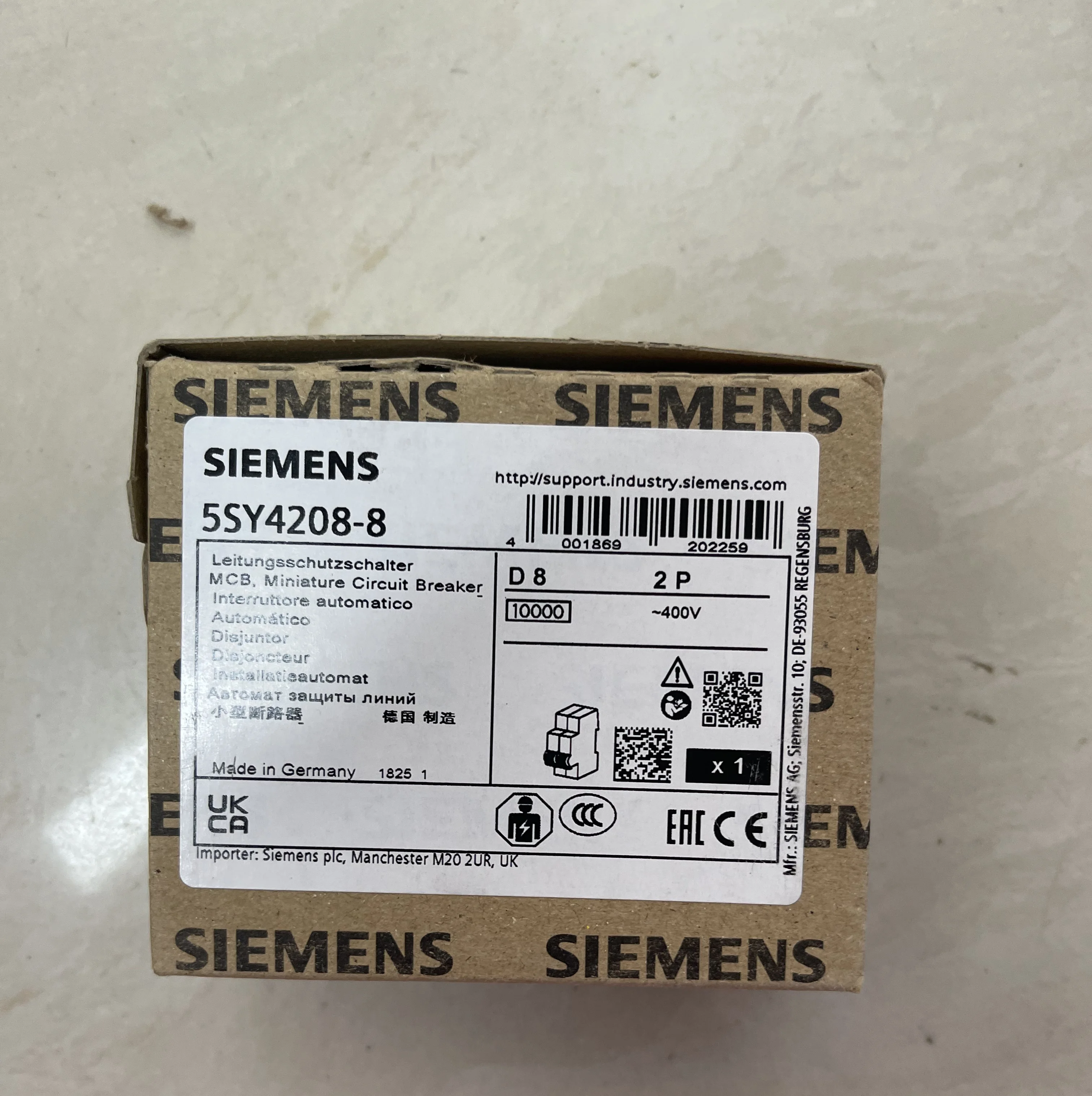 SIEMENS Miniature Circuit Breaker 5SY4208-8 SIEMENS Miniature Circuit Breaker 5SY4208-8