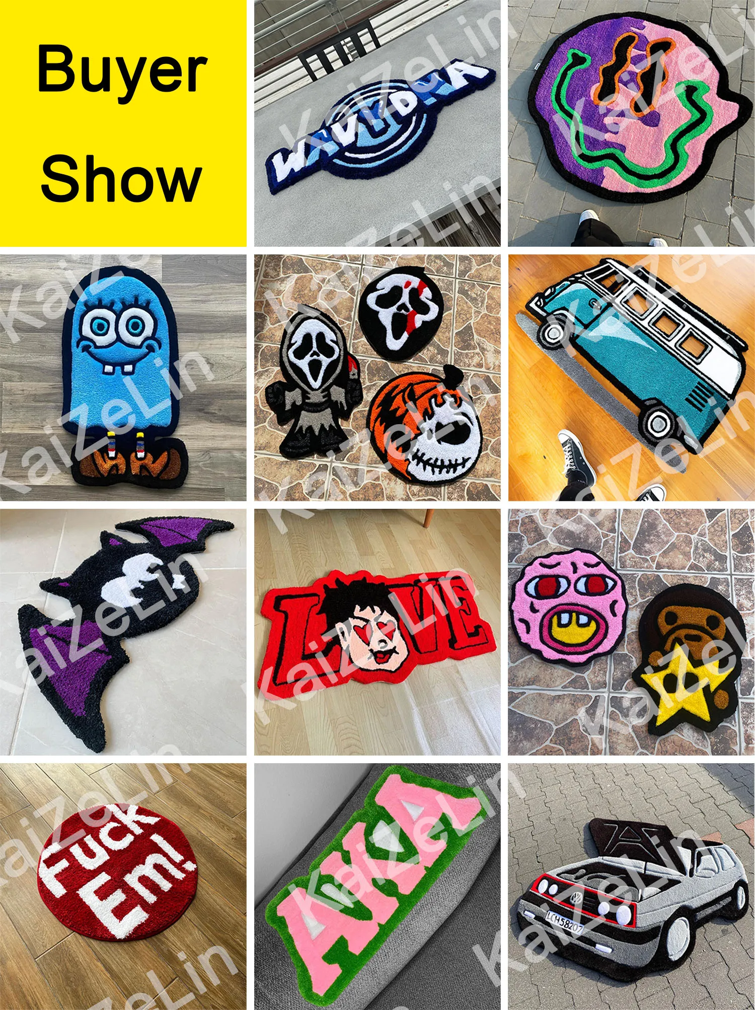Custom Logo Handmade Tufted Rug Custom Die Cut Designer Anime Carpets ...