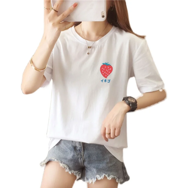 Cheap Summer Tee Tops Polyester Milk 