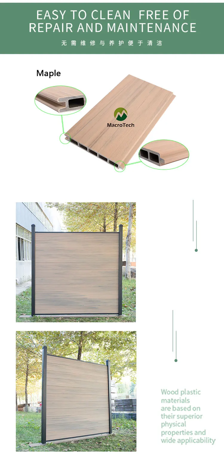 High Quality Plastic Wpc Macro Tech Wood Grain Fence Panel Wooden Lamellar Boards