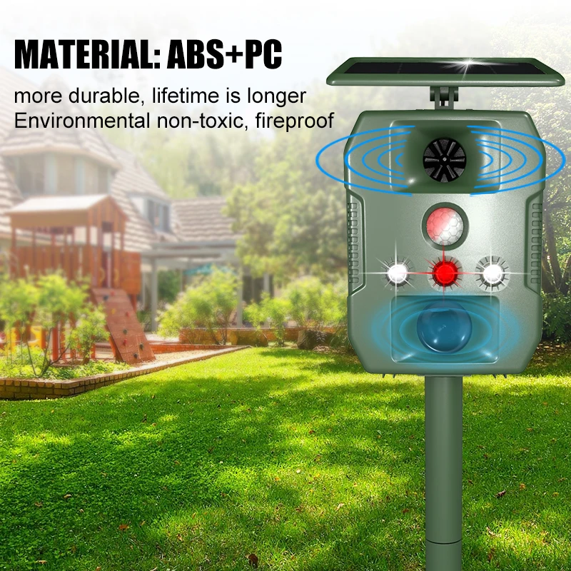 Rohs Upgraded Big Flash Solar Powered PIR Motion Sensor Ultrasonic Pest Zonar Owl Pig Mole Animal Bird Repeller For Farm Garden factory