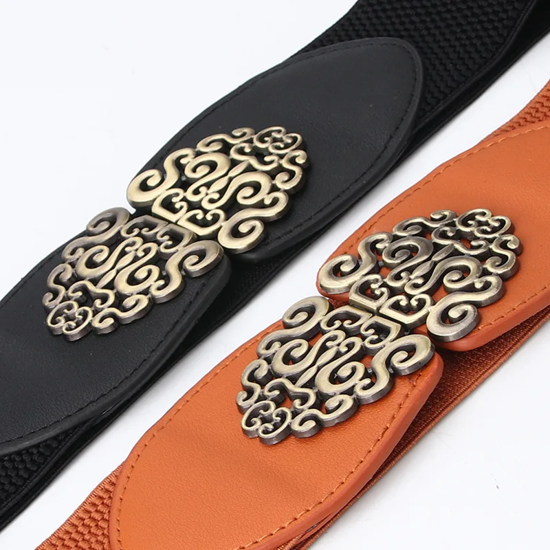 Wholesale New Women Elastic Wide Belts Thick Vintage Stretch