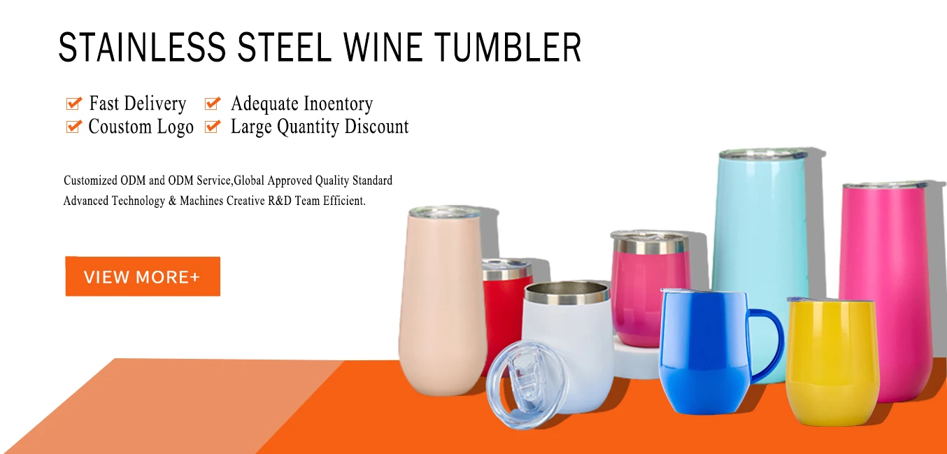 12oz Stainless Steel Wine Tumblers Double Wall Cups Stemless Wholesale