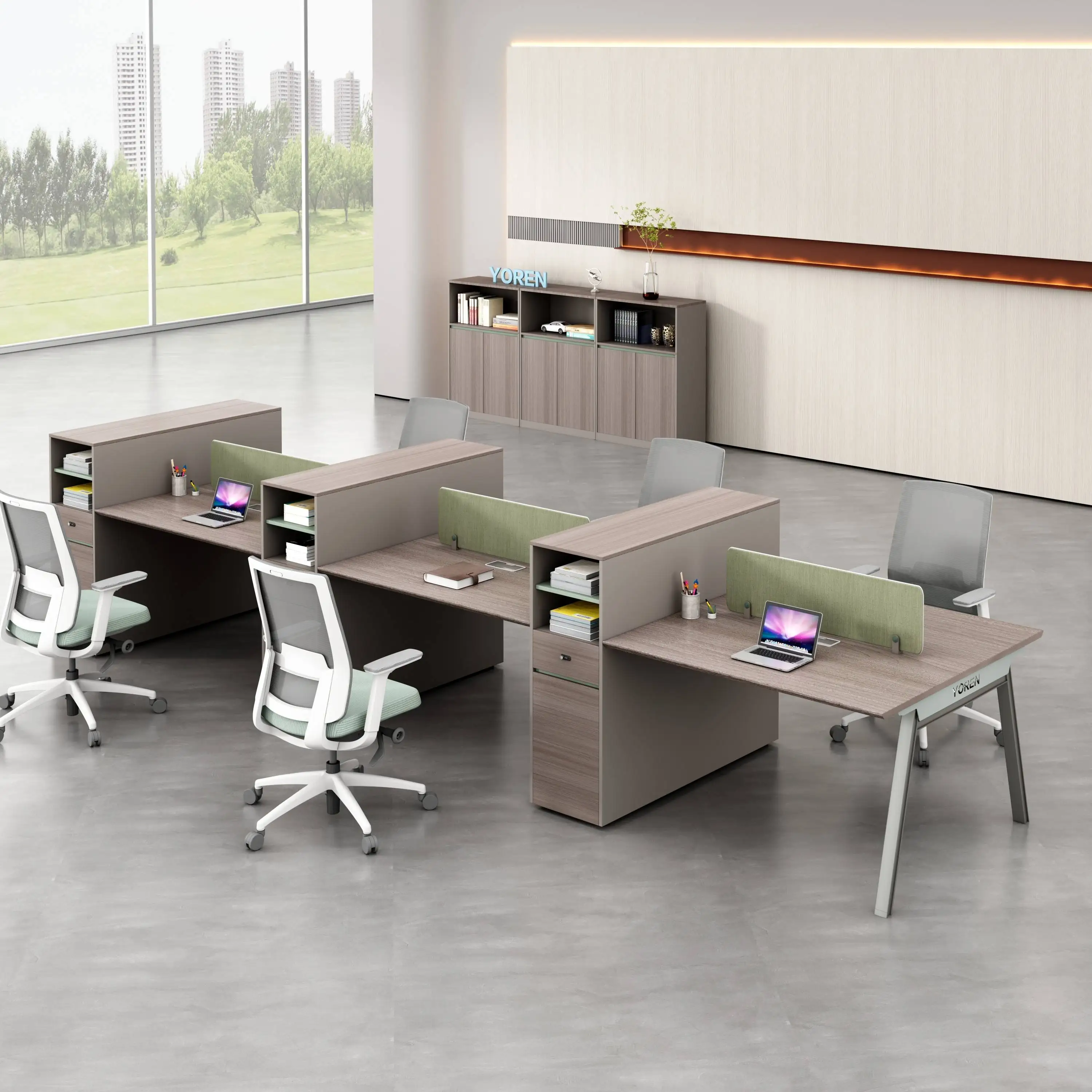 Office Desk Office Cubicle Workstation Staff Workstation 4 People ...