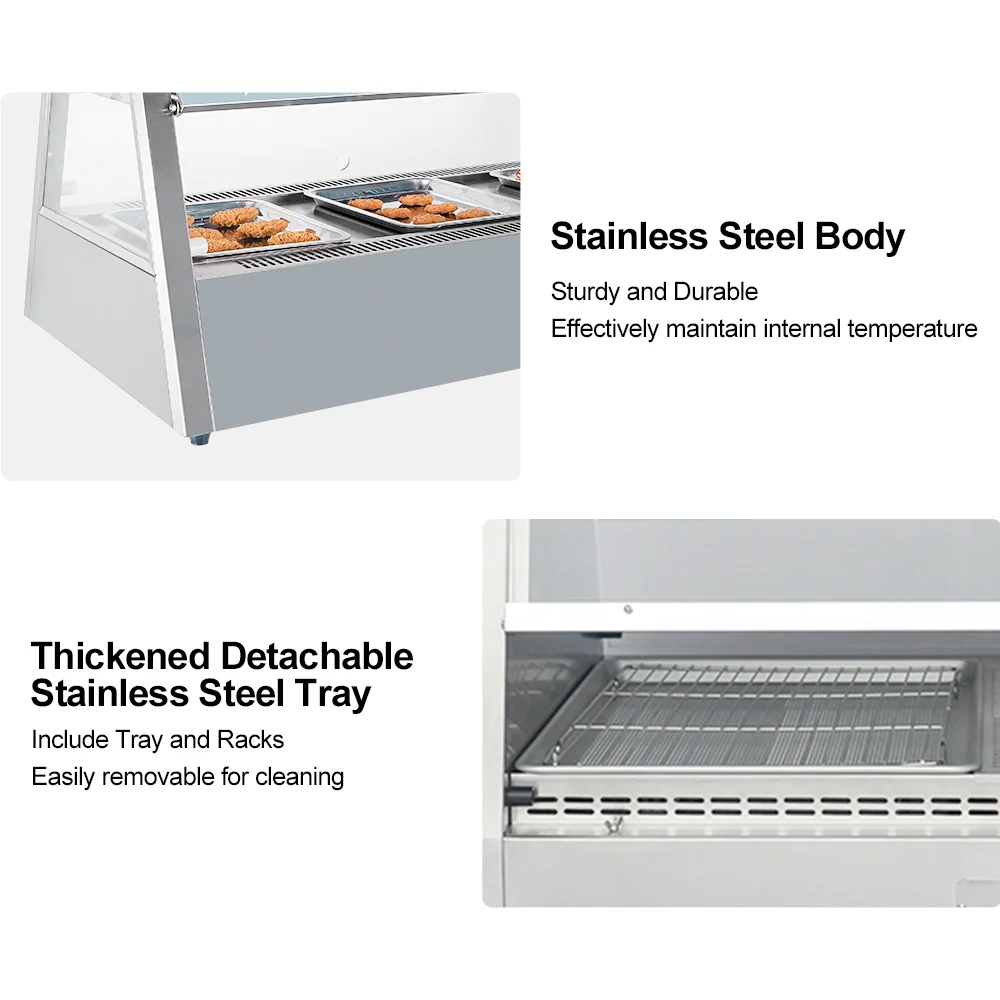 Factory Direct Sales 2 Layers Pie Counter Glass Restaurant Food Display Warmer for Fried Chicken