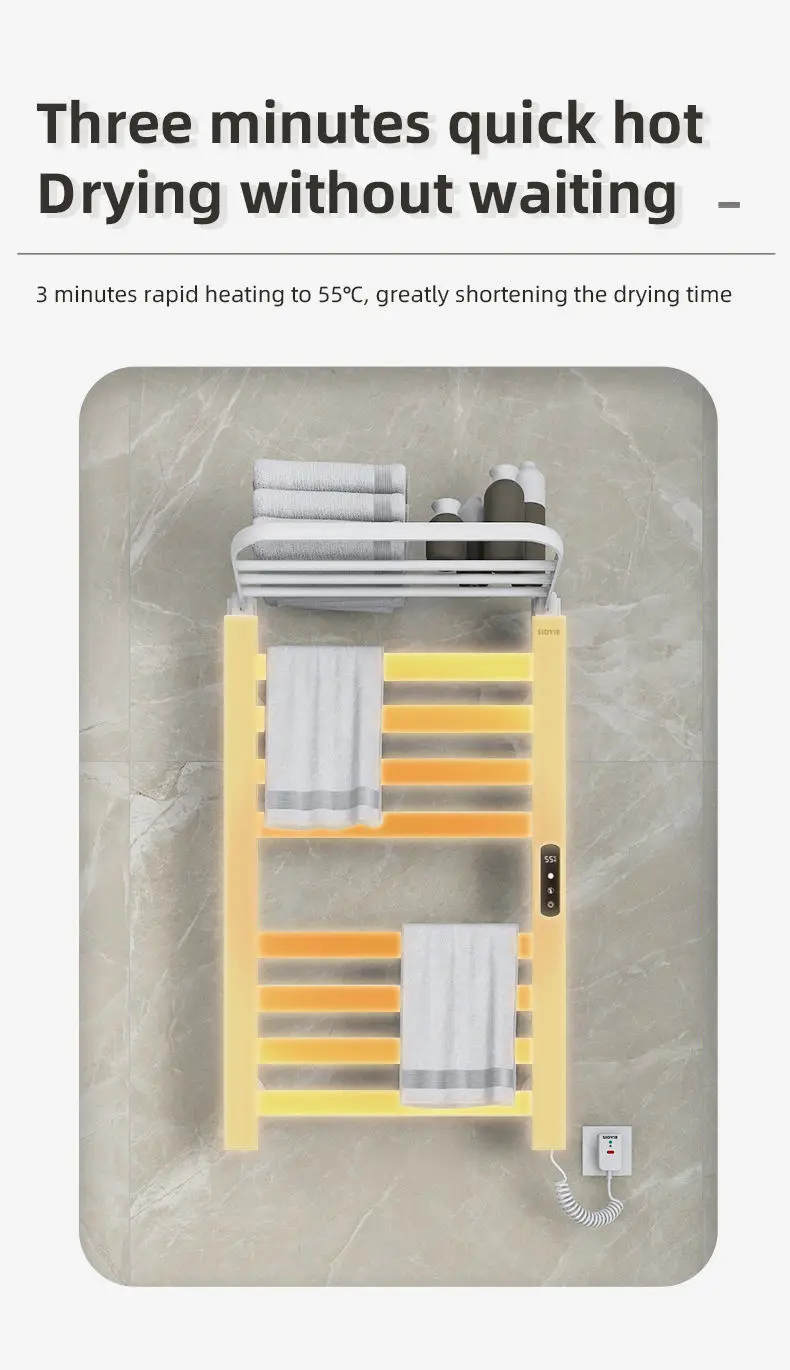 Bathroom Drying Rack Steel Heated Wifi Heating Towel Warmer Heater Use