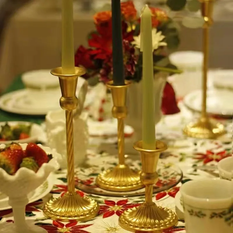 Antique Bronze Gold Taper Candle Holder Romantic Wedding Centerpieces