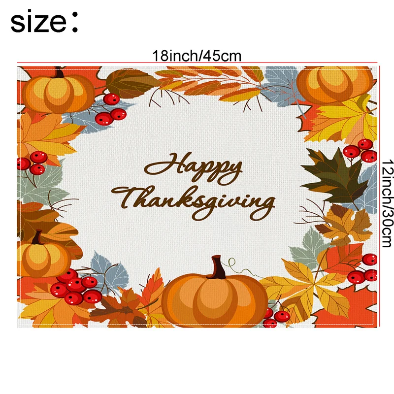 Wholesale Washable Thanksgiving Autumn Placemats Print Table Place Mats