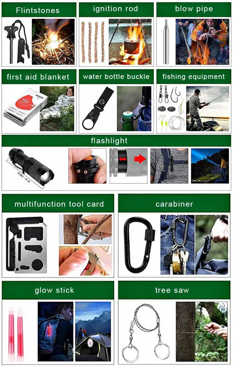 Outdoor Professional Accessories Camping Survival Kit Sos Tool