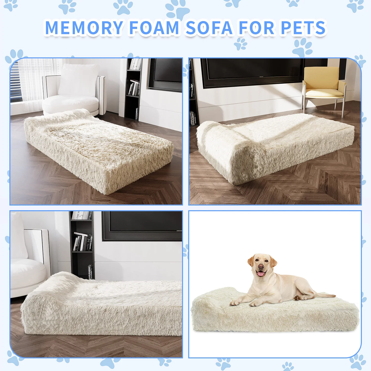 Custom made washable removable waterproof egg crate memory foam orthopedic pet bed dog cushion with side factory