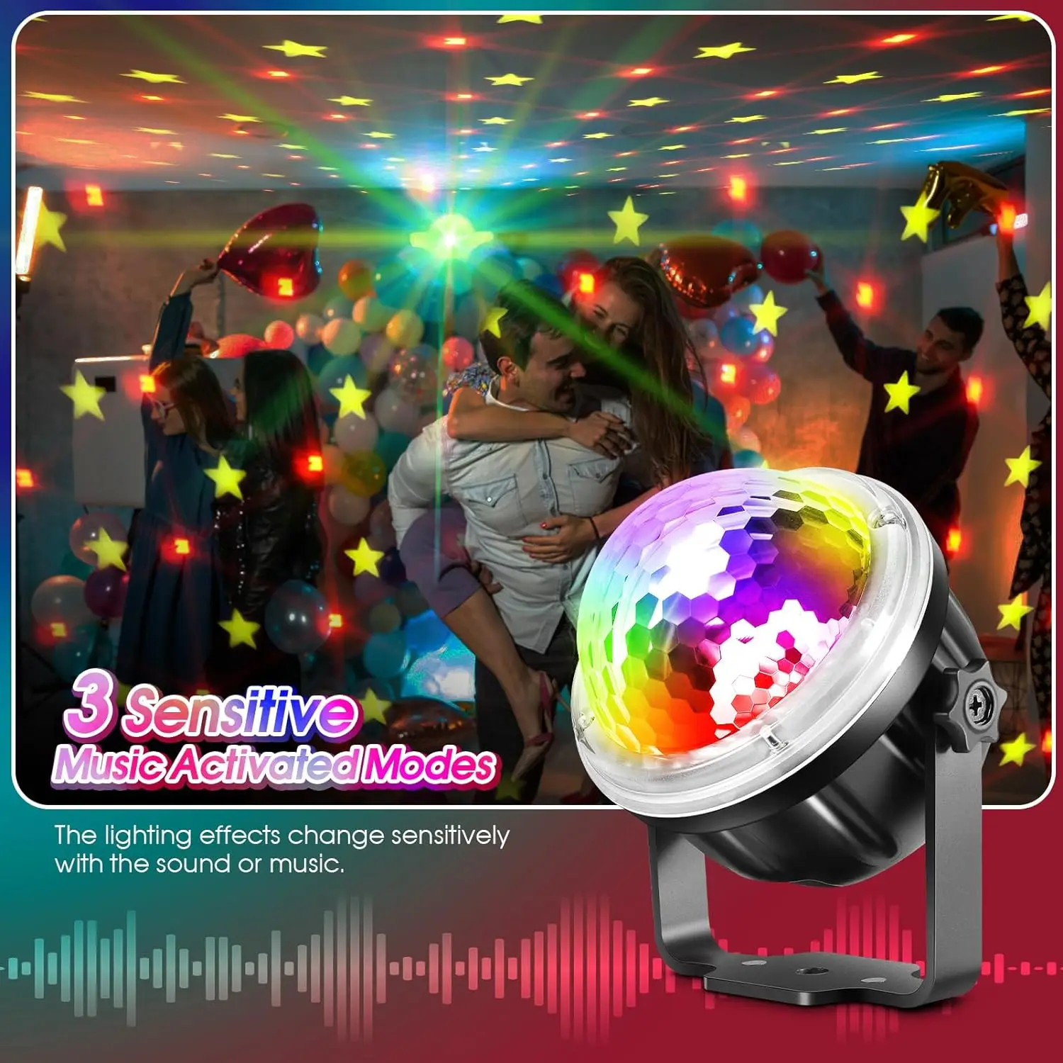 Mini Magic Disco Ball Lamp LED Star Ambient lights Housing Decorations Remote Control Strobe Lighting For Party Wedding Bedroom