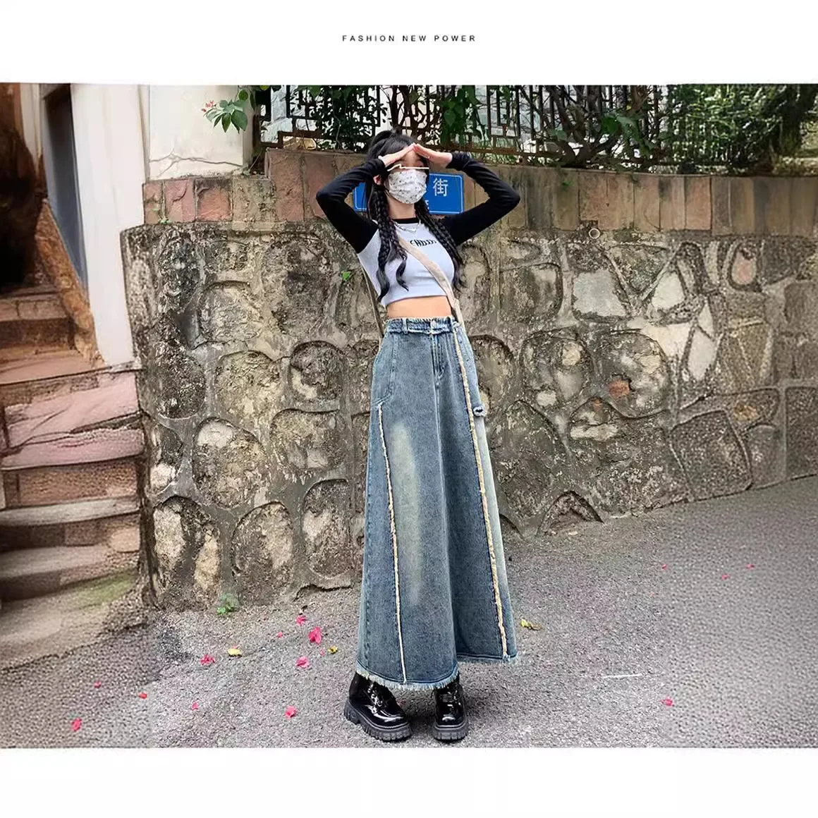 Wholesale Plus Size Women's Denim Skirt Summer High Waist Skirt