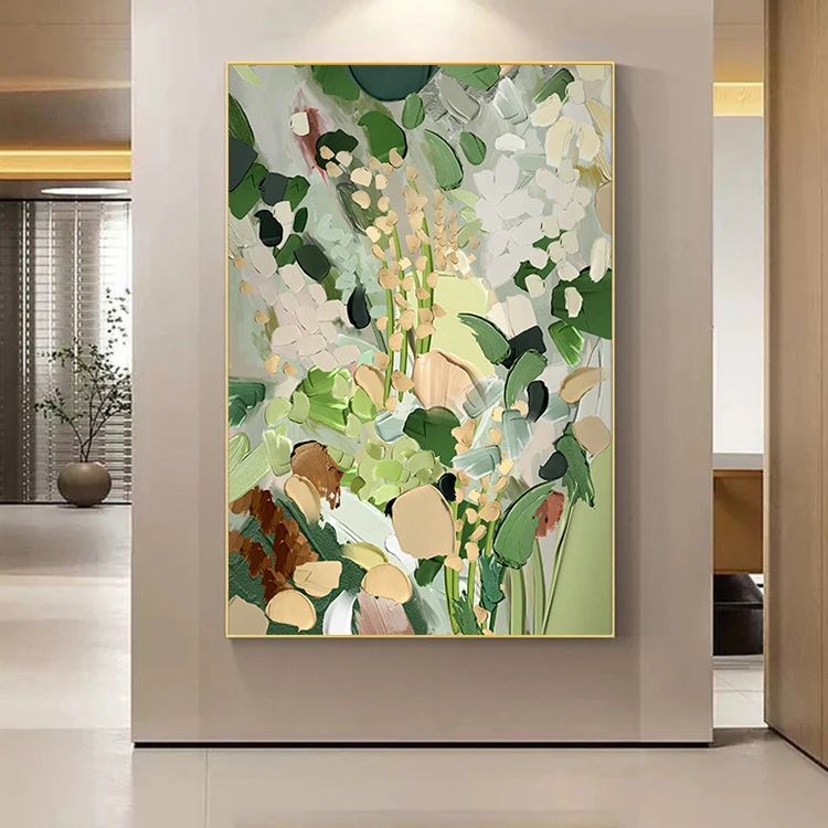 Handmade Acrylic Colorful Floral Minimalist Textured 3D Wall Art Abstract Flowers Paintings for Bedroom