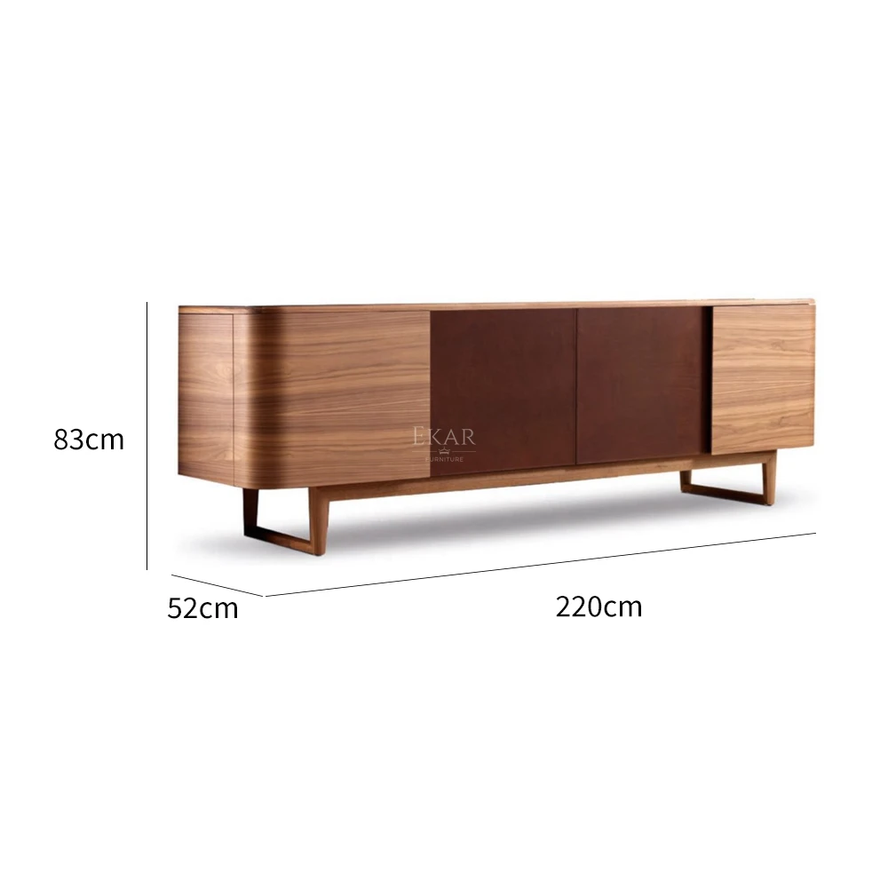 product dining room solid wooden base mdf walnut veneer fashion dining wood side storage sideboard buffet cabinet-68