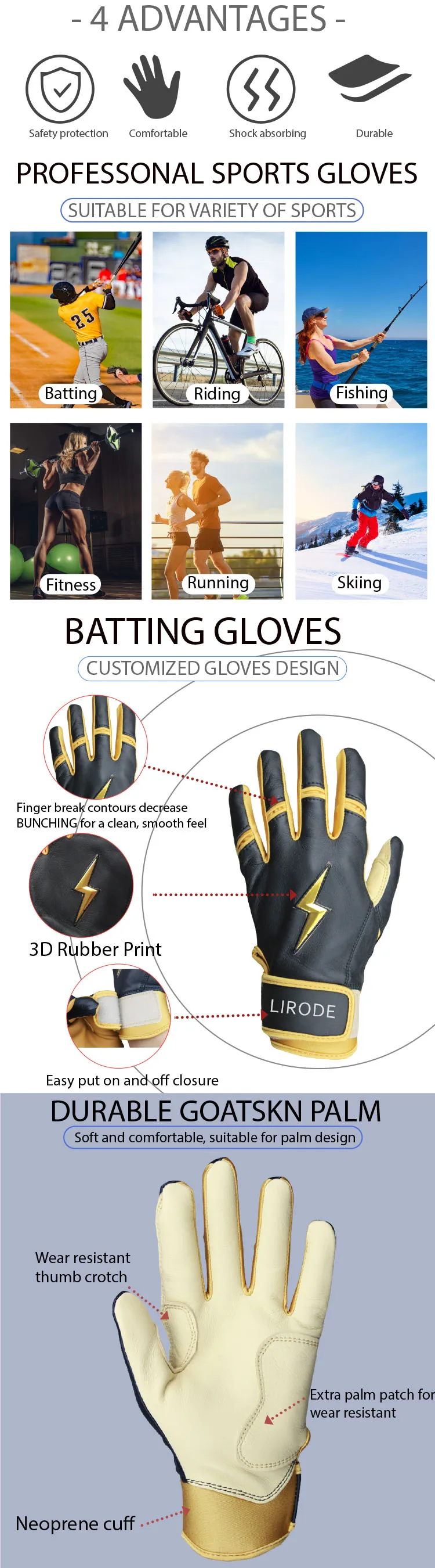 Pro Washable Youth Softball Baseball Gloves Custom Premium Leather Palm