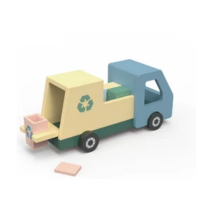 EDULAND Unisex Montessori Educational Pretend Play Wooden Toys Nontoxic Car Garbage Truck Fun for 18 Months+ Children for Years