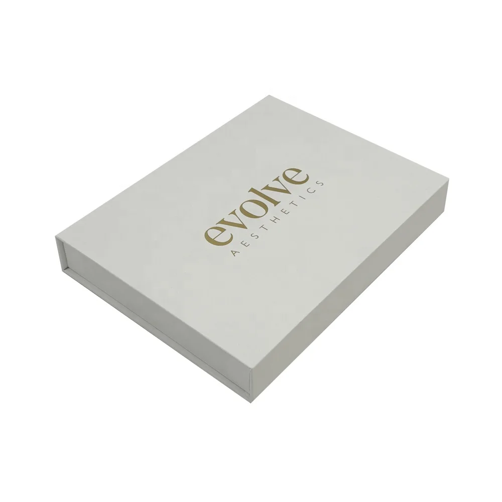 White paper customized box golden hot stamped logo rigid magnetic flap gift box for cards