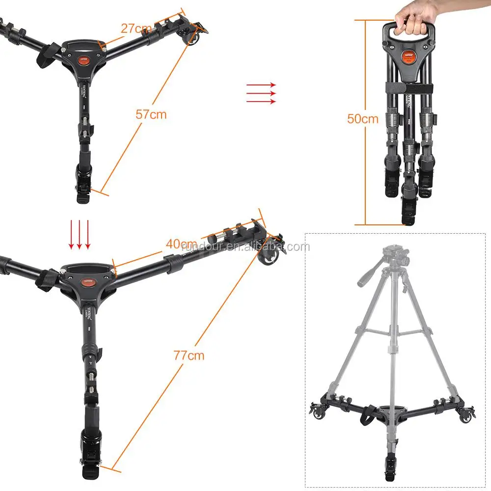 Yunteng YT 900 Photography Heavy Duty Tripod Dolly with Wheels and