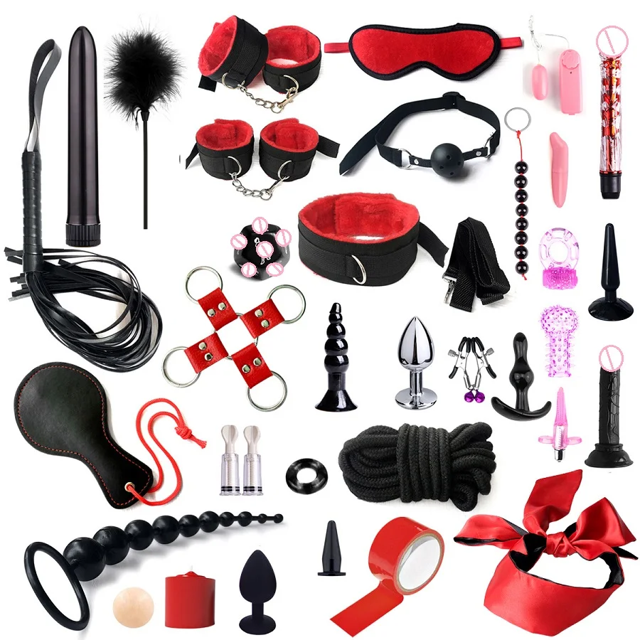 35pcs Adult Kit BDSM Tool Penis Ring Jewel Anal Plug Bullet Vibrator Sex Toys for Men Women Couple Bondage Gear