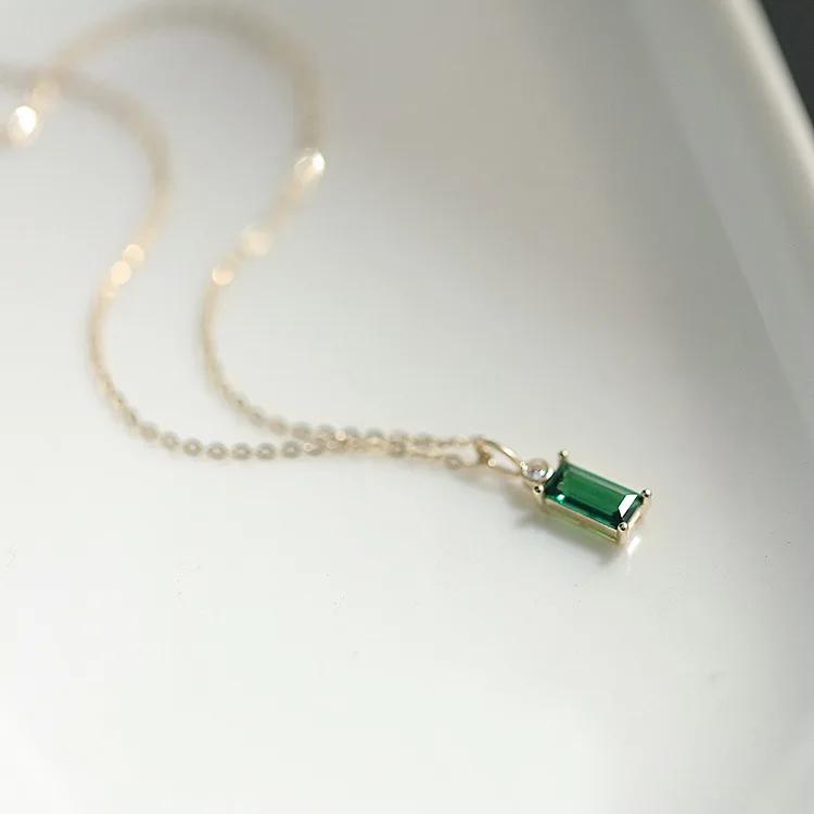 Rainbowking Statement Emerald Rectangular Zircon Princess Silver Pendant Necklace 925 Sterling Colar Personalized Luxury Jewelry