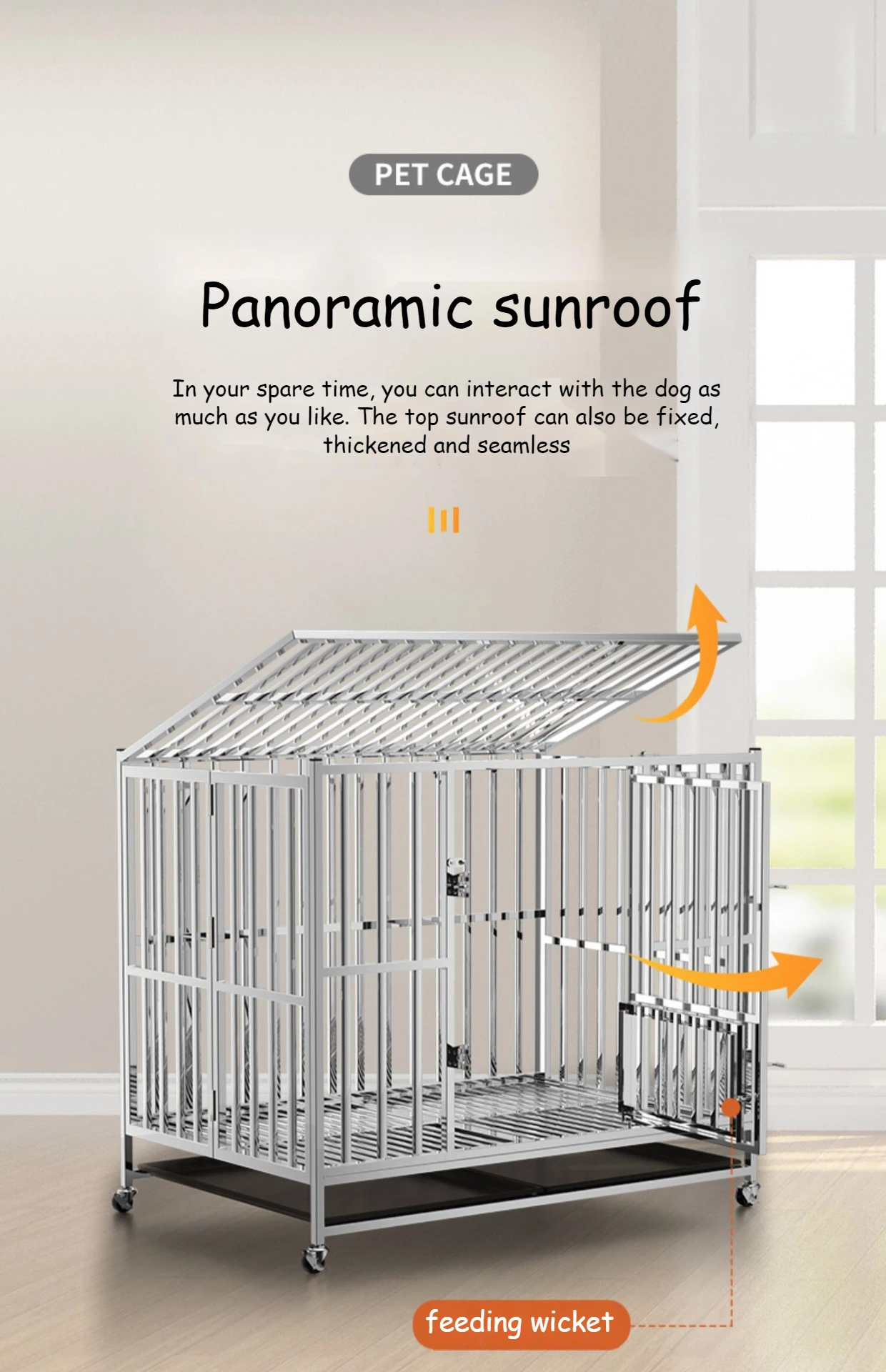 Factory Customized Stainless Steel Pet Cage Strong Outdoor Large Dog