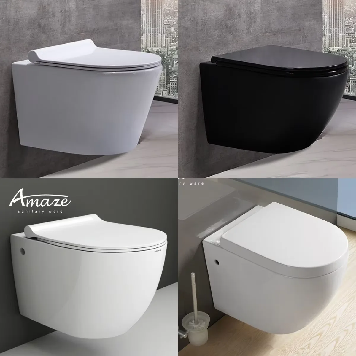 product amaze modern wall mounted color wc sanitarios toilet one piece wall hanging concealed cistern tank hotel ceramic toilet bowl-67