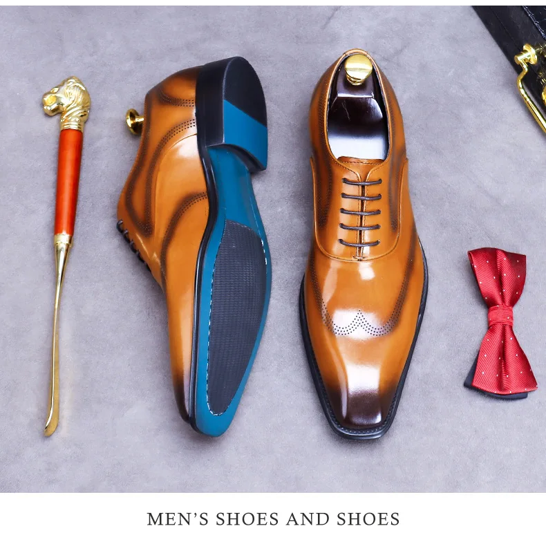 Genuine Leather Dress Shoes & Oxford Business Office Wedding Man Formal  Dress Shoes Men Casual Brand Handmade Leather Shoes