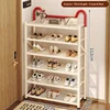 Zapatero plegable de doble soporte de 6 niveles y 50 cm en color crema y rojo