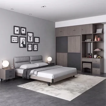 High End Custom Big Headboard King Size Double Bed Modern Bedroom Furniture Luxury Leather Bed