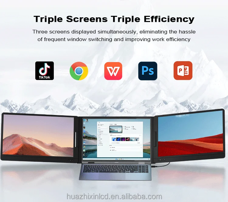 triple monitor portable14inch portable screen laptop LCD screen 14 inch ...