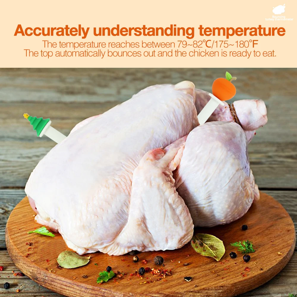 4pcs Meat Thermometers Disposable Timing Pop-up Turkey Temperature