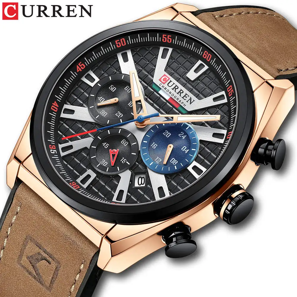 Curren 8392 Latest Reloj Scale Wristwatch Water Resist Analog Fashion Mens Japan Quartz Stainless Steel case Back Watches