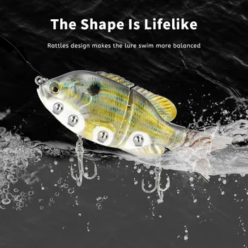 125mm Plastic Wire Tail 2-Section Sunfish Simulation Multi-Section Live Bait S-Type Flexible Underwater Swimming Lure with Hooks – Hooks – view 5
