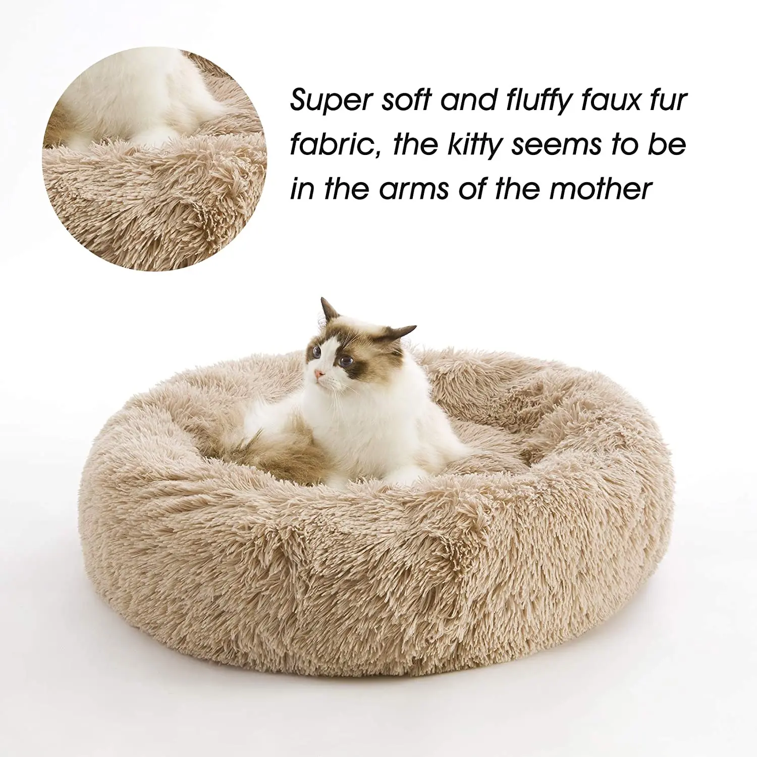 Amazons Best Sellers Fluffy Washable Round Plush Faux Fur Pet Cat Bed