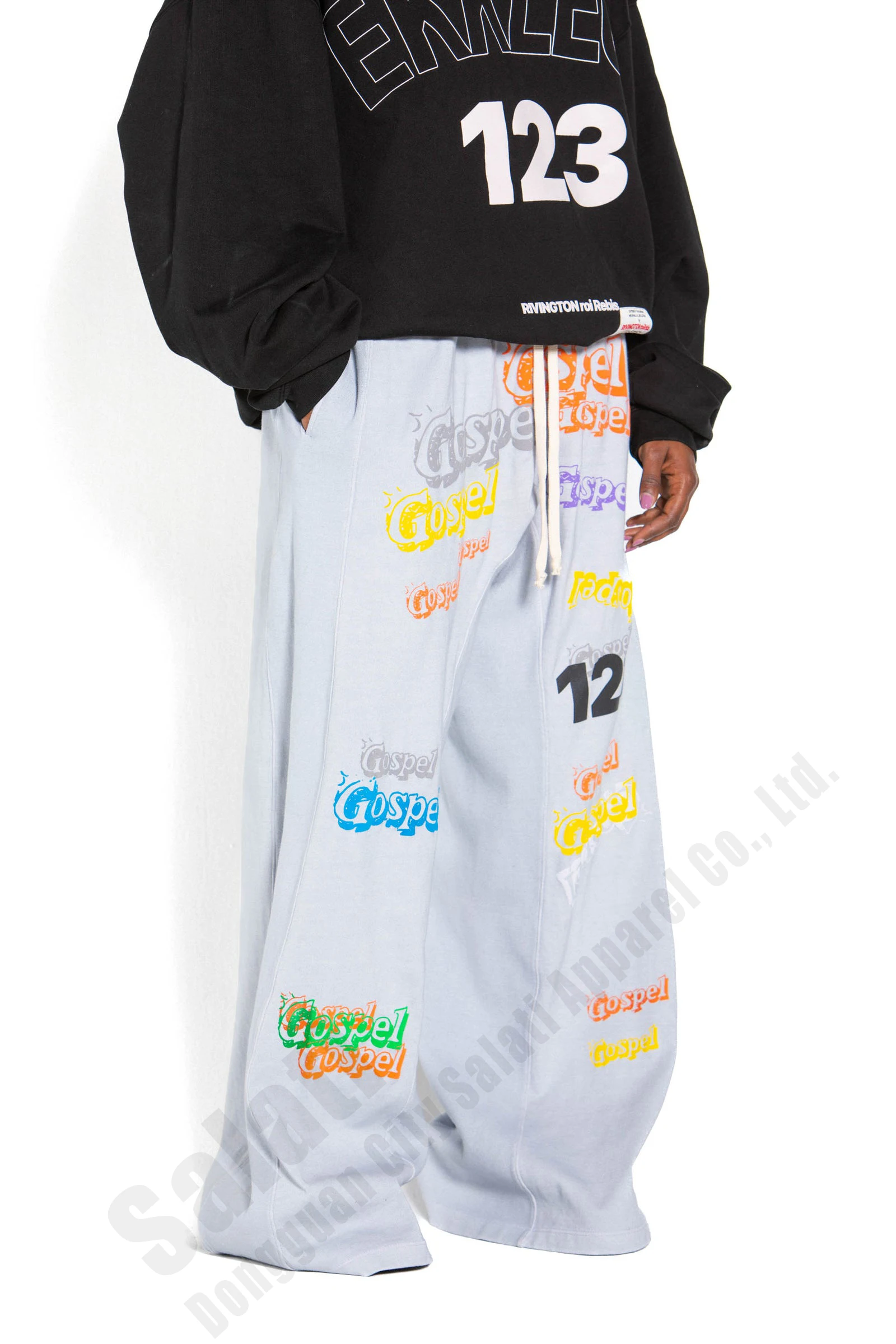 Custom Vintage Sweat Pant Wide Leg Drawstrings Print Cotton French Terry Heavyweight Oversized Baggy Acid Wash Sweatpants Men gallery 4