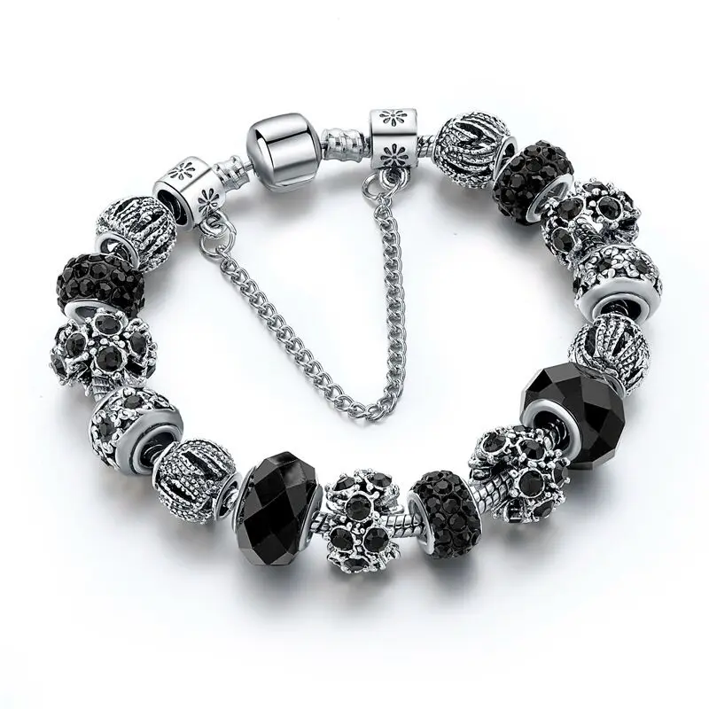 Black Beaded Friendship Bracelet Crystal Healing Stone Bracelet