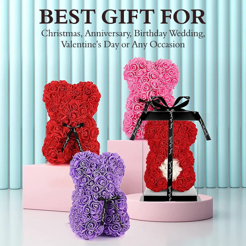 Uo Graduation Artificial Foam Rose Teddy Bear With Gift Box Forever ...