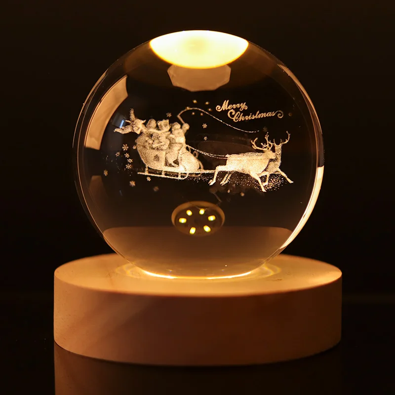 product small bridge hot sale 3d art crystal ball night lamp custom laser carved led light base stand 3d christmas glass ball-5