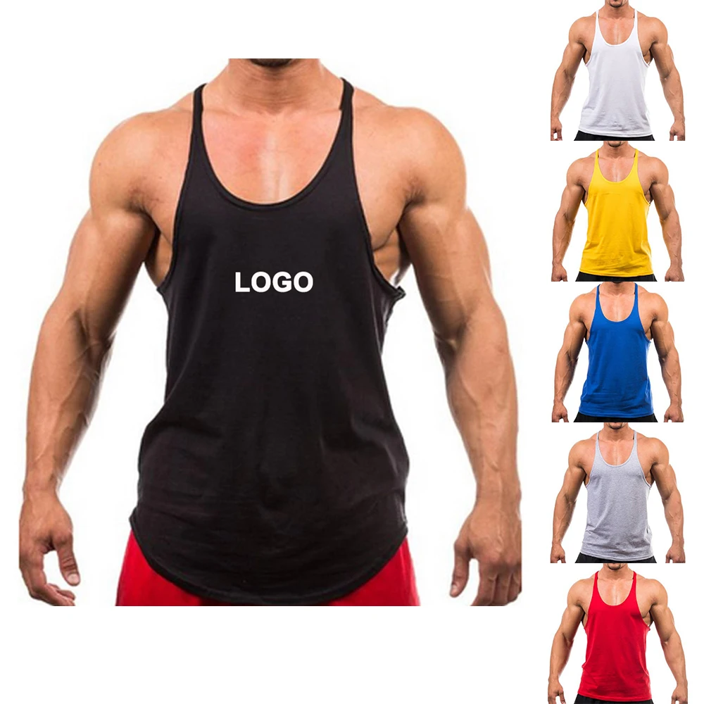 Sublimation Blank Print Logo Adult Singlets Sleeveless Shirts Gym Vest Wholesale Basic Muscle Fitted Y Back Tank Tops for Men