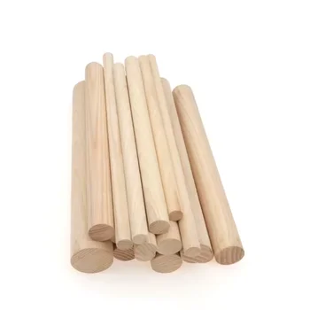 Factory Wholesale Wooden Dowel Rods Chamfer Wooden Stick Solid Wood Pole Handle