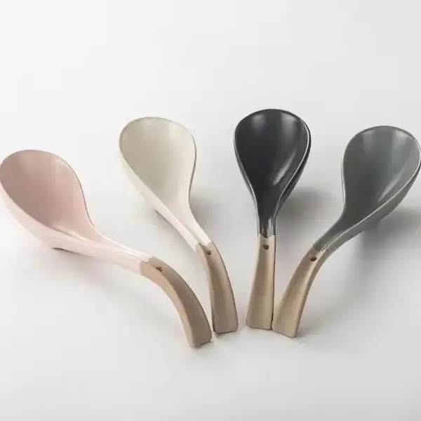 Nordic Style Ceramic Soup and Coffee Spoon Modern Chinese Tableware in Various Colors for Rice Spoon